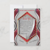 Vette, moderne, metalen 3D Red Grey Texture Kijk RSVP Kaartje (Voorkant)