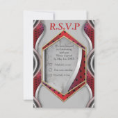 Vette, moderne, metalen 3D Red Grey Texture Kijk RSVP Kaartje (Voorkant)