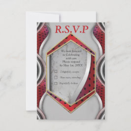 Vette, moderne, metalen 3D Red Grey Texture Kijk RSVP Kaartje