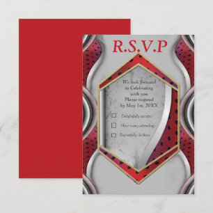 Vette, moderne, metalen 3D Red Grey Texture Kijk RSVP Kaartje