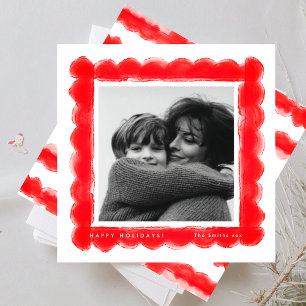 vette moderne retro rode lijst foto vierkant kerst feestdagenkaart