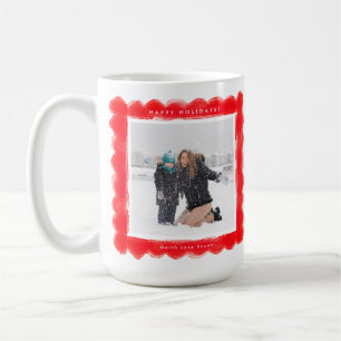 vette moderne retro rode lijst twee foto kerst koffiemok