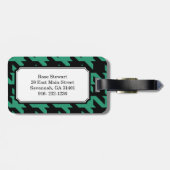 Vette moderne smaragdhoundstooth met monogram bagagelabel (Achterkant horizontaal)