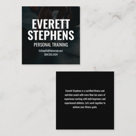 Vette moderne trainer voor zwarte en witte fitness vierkante visitekaartje (Voorkant / Achterkant)