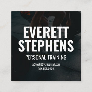 Vette moderne trainer voor zwarte en witte fitness vierkante visitekaartje
