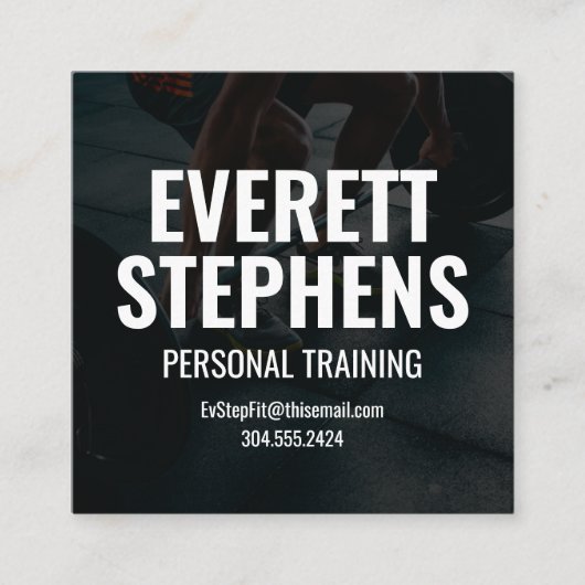 Vette moderne trainer voor zwarte en witte fitness vierkante visitekaartje (Voorkant)