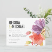 Vette moderne Waterverf Wildbloemen groene bruilof Kaart (Staand voorkant)