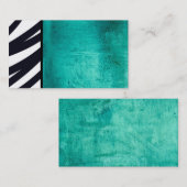 Vette moderne zwart-witte strepen op turquoise visitekaartje (Voorkant / Achterkant)