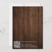 Vette monogram namen rustig hout qr code bruiloft kaart (Achterkant)