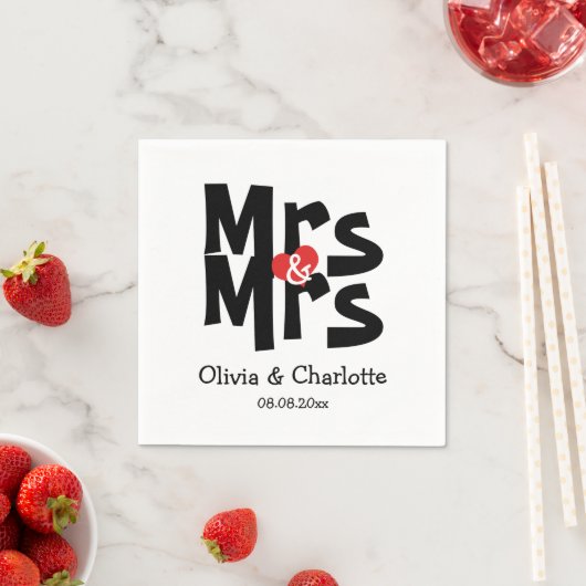 Vette Mrs. en Mrs Modern Lesbian Wedding Servet (Insitu)