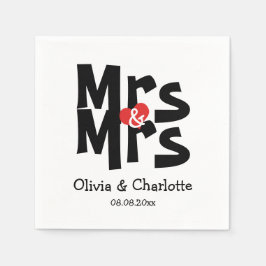 Vette Mrs. en Mrs Modern Lesbian Wedding Servet