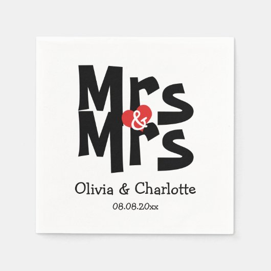 Vette Mrs. en Mrs Modern Lesbian Wedding Servet (Voorkant)