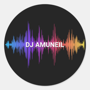 Vette muziek Waves Meerkleurige DJ's, Audio Ronde Sticker