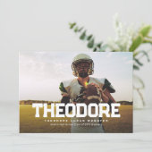 Vette naam afstuderen atleet foto afstuderen kaart (Staand voorkant)