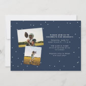 Vette naam afstuderen atleet foto blauw afstudeerd kaart (Achterkant)