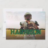 Vette naam afstuderen atleet foto groen afstuderen kaart (Voorkant)