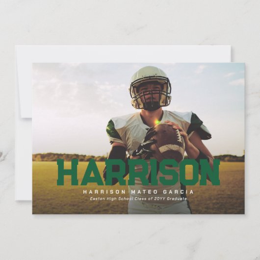 Vette naam afstuderen atleet foto groen afstuderen kaart (Voorkant)