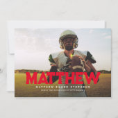 Vette naam afstuderen atleet foto rood afstuderen kaart (Voorkant)