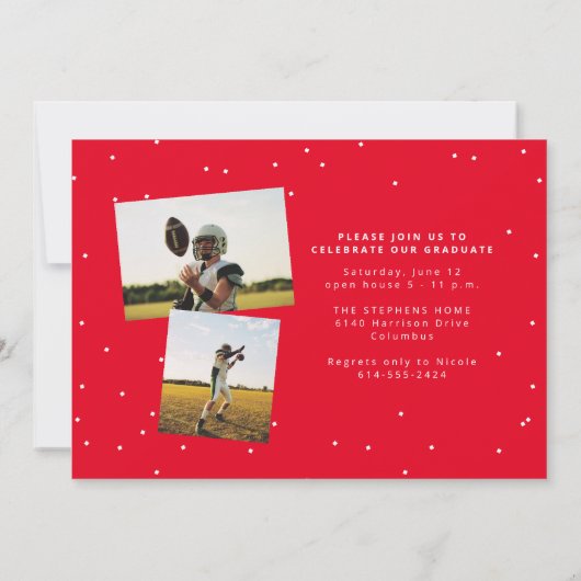 Vette naam afstuderen atleet foto rood afstuderen kaart (Achterkant)