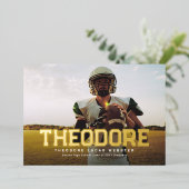 Vette naam afstuderen sportief afstuderen folie uitnodiging (Staand Voorkant)