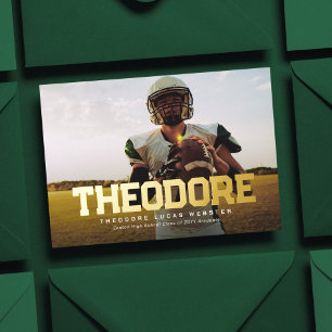 Vette naam afstuderen sportief afstuderen folie uitnodiging