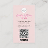Vette nagels blos roze logo QR-code 3 foto salon Visitekaartje (Achterkant)
