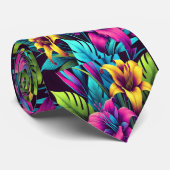 Vette Neon Lelies Verlichten Weelderige Groenen Stropdas (Opgerold)