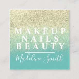 Vette nepglinster turquoise gouden make-up artiest vierkante visitekaartje