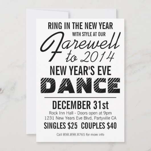 Vette nieuwe jaren Eve Dance Party Kaart (Voorkant)