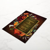 Vette Oranje Herfst van de Rust Floral Modern Wedd Folie Uitnodiging (Gedraaid)