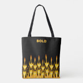 Vette oranje vuurvlammen op zwart tote bag (Achterkant)