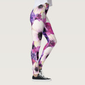 Vette Paarse Waterverf Floral Mode Leggings (Rechts)