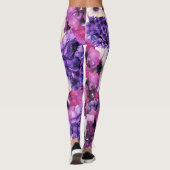 Vette Paarse Waterverf Floral Mode Leggings (Achterkant)