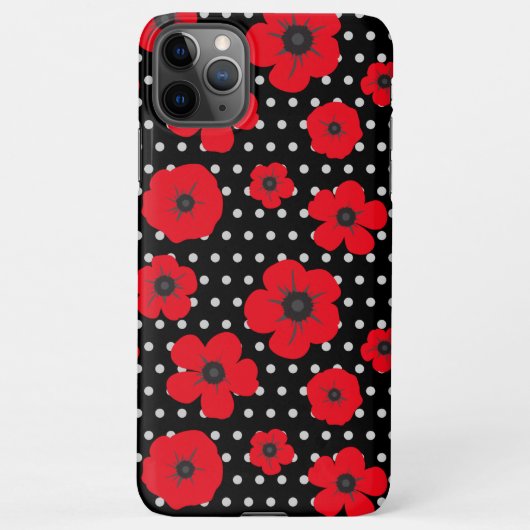 Vette papavers en pooldots rood zwart hedendaags iPhone hoesje (Achterkant)