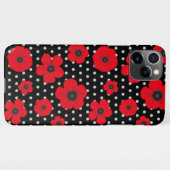 Vette papavers en pooldots rood zwart hedendaags iPhone hoesje (Achterkant horizontaal)