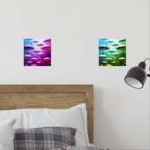 Vette paraplu's, Regen, Roze & Blauw Muurkunst Sets (Slaapkamer)