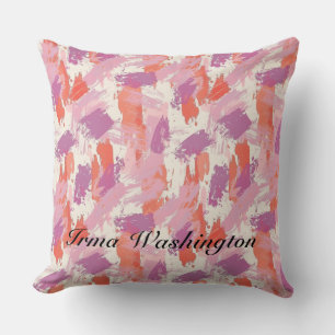 Vette penseelstreken Splashes in Coral Pink 2 Kussen