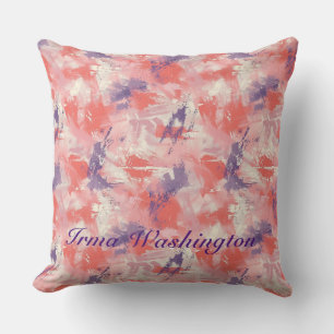 Vette penseelstreken Splashes in Coral Pink 3 Kussen