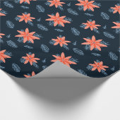 Vette poinsettia - bloem op de achtergrond van de cadeaupapier (Hoek)