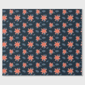 Vette poinsettia - bloem op de achtergrond van de cadeaupapier (Vlak)