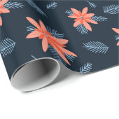 Vette poinsettia - bloem op de achtergrond van de cadeaupapier (Rol Hoek)