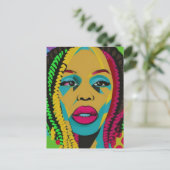 Vette Pop Art-Afrikaans-Amerikaanse vrouw met een Briefkaart (Staand voorkant)