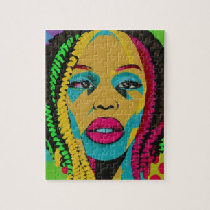 Vette Pop Art-Afrikaans-Amerikaanse vrouw met een  Legpuzzel