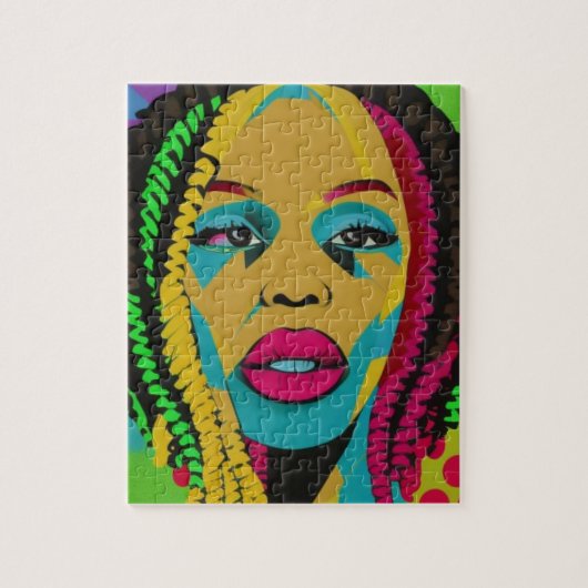 Vette Pop Art-Afrikaans-Amerikaanse vrouw met een  Legpuzzel (Verticaal)