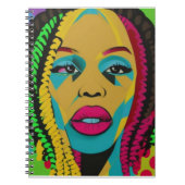 Vette Pop Art-Afrikaans-Amerikaanse vrouw met een  Notitieboek (Voorkant)