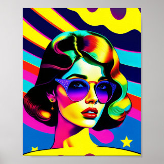 Vette Pop Art en Stripes Retro Mode Poster