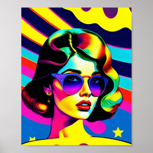Vette Pop Art en Stripes Retro Mode Poster (Voorkant)