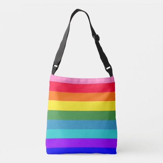 Vette regenboogstrips canvas tas (Achterkant)