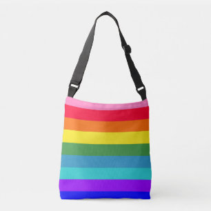 Vette regenboogstrips canvas tas