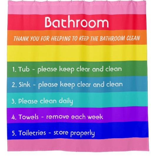 Vette regenboogstrips douchegordijn (Voorkant)